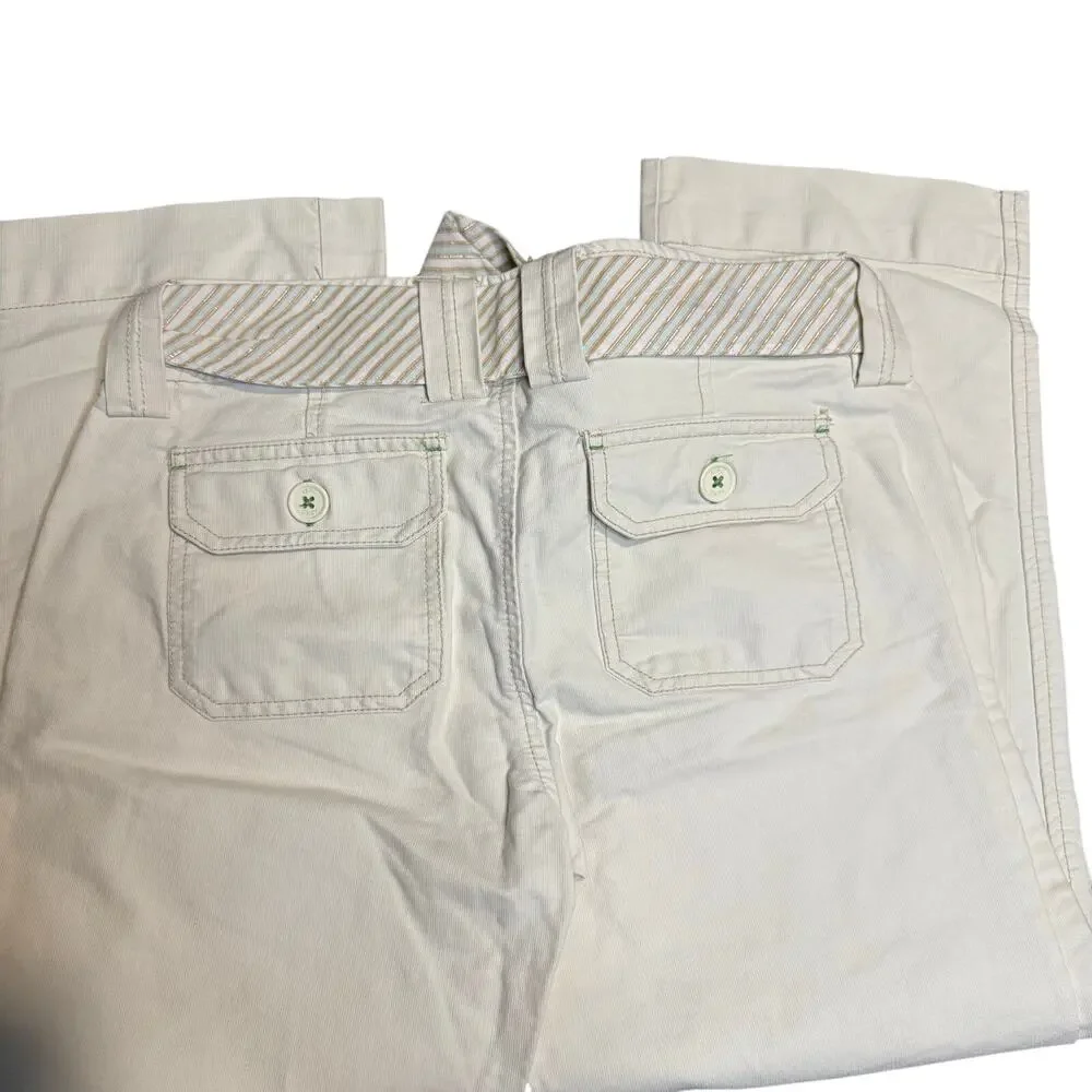 Aeropostale Khaki Belted Twill Pants, Y2K Butterfly Green Embroidery, Size 32 - Picture 3 of 7